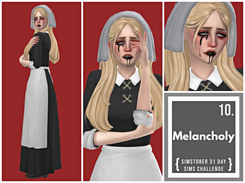 ▶ SIMSTOBER - Day 10. Melancholy(Melancholy? Looks like you’ve got too much black bile! )Face:Hair /