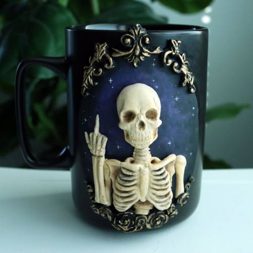 figdays:    Fall Skeleton Mug // TheCloverPatchClayCo