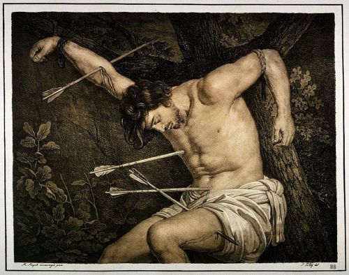 St.Sebastian. 1817-20. Ferdinand Piloty. German 1785-1884. lithograph.