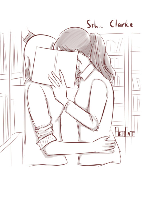 artyevie: Clexa making out in the library… ;) This reminds me of lover in low light by @chrmdpoet, w