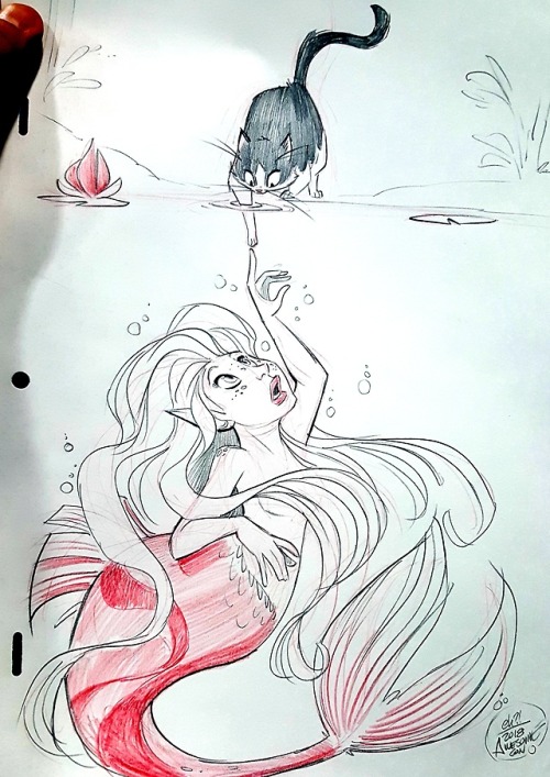 Probably my favorite Awesome Con commish. Cat vs. Mermaid.