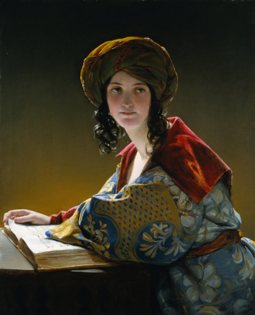 lilacsinthedooryard:kafkasapartment:The Young Eastern Woman, 1838. Friedrich Amerling. Oil on fabric