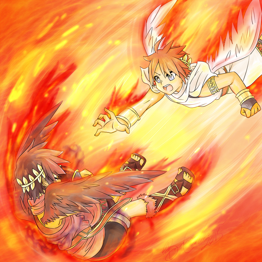 Scorched Wings by breina
One of my favourite scenes when Pit saves Pittoo.♥
also I can’t draw fire