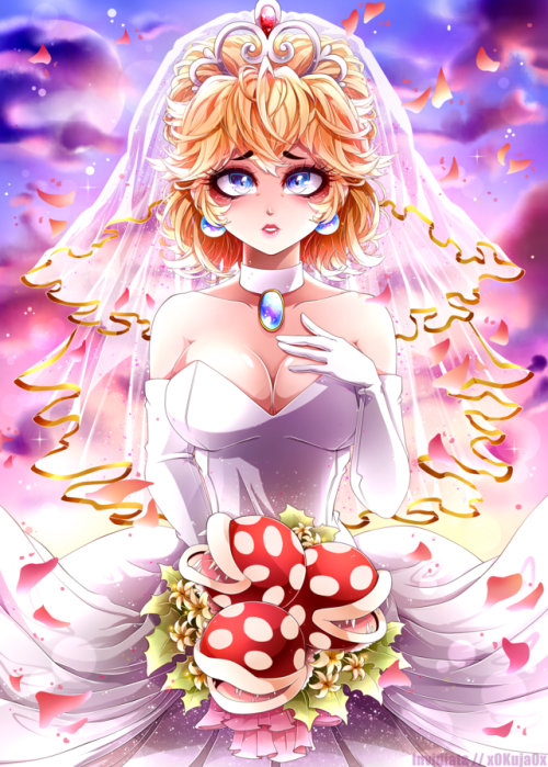 I have finally drawn a fanart of Princess Peach :)Love her wedding dress so much <3