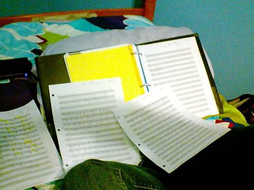 My Set Up For Sheet Music Lots Of Writing And Highlighting Its Great. I Just Hope My Partner Finishes