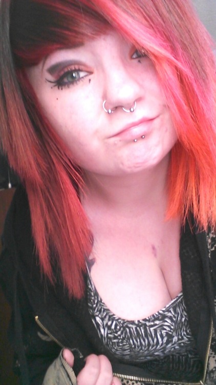 satanichoodrat:  You’re definitely allowed to tell me how cute I look with orange, hot pink, and red hair ;)