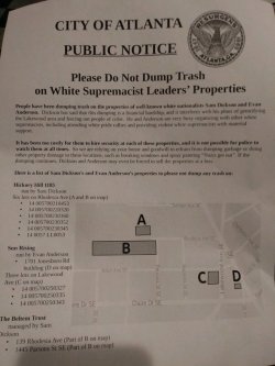 formerlyknownasemily: antifainternational: C’mon now Atlanta they’re asking ever-so nicely! (source) I love that City of Atlanta even gave you the addresses so you could know exactly where not to dump trash, and told you that the police couldn’t