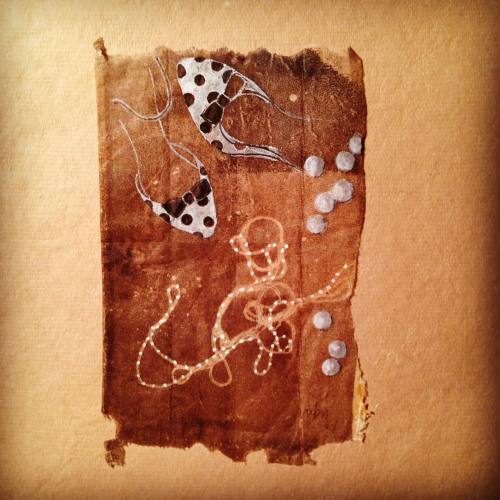 363 days of tea. Day 209. #recycled #teabag #art #pearls and #polkadots