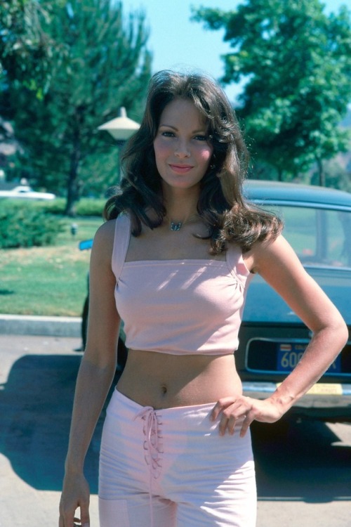 retrovintagehippie:  dollsofthe1960s:Jaclyn Smith stands next to the car her character drove on “Charlie’s Angels,” a 1976 Ford Mustang II “Ghia” edition.  https://www.facebook.com/retrovintagehippie