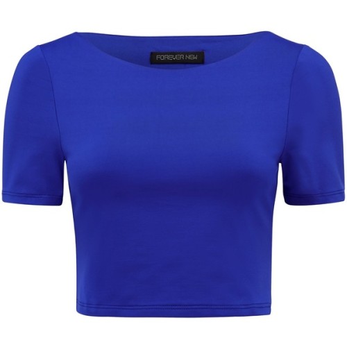 Forever New Justine cropped tee ❤ liked on Polyvore (see more blue shirts)