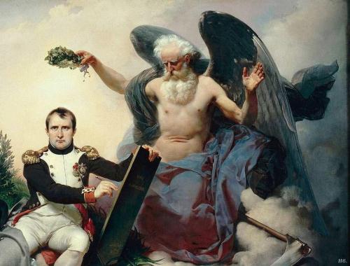 hadrian6:  Detail: Napoleon crowned by time. 1833. oil on canvas.                Jean Baptiste Mauzaisse. French. 1748-1844.  