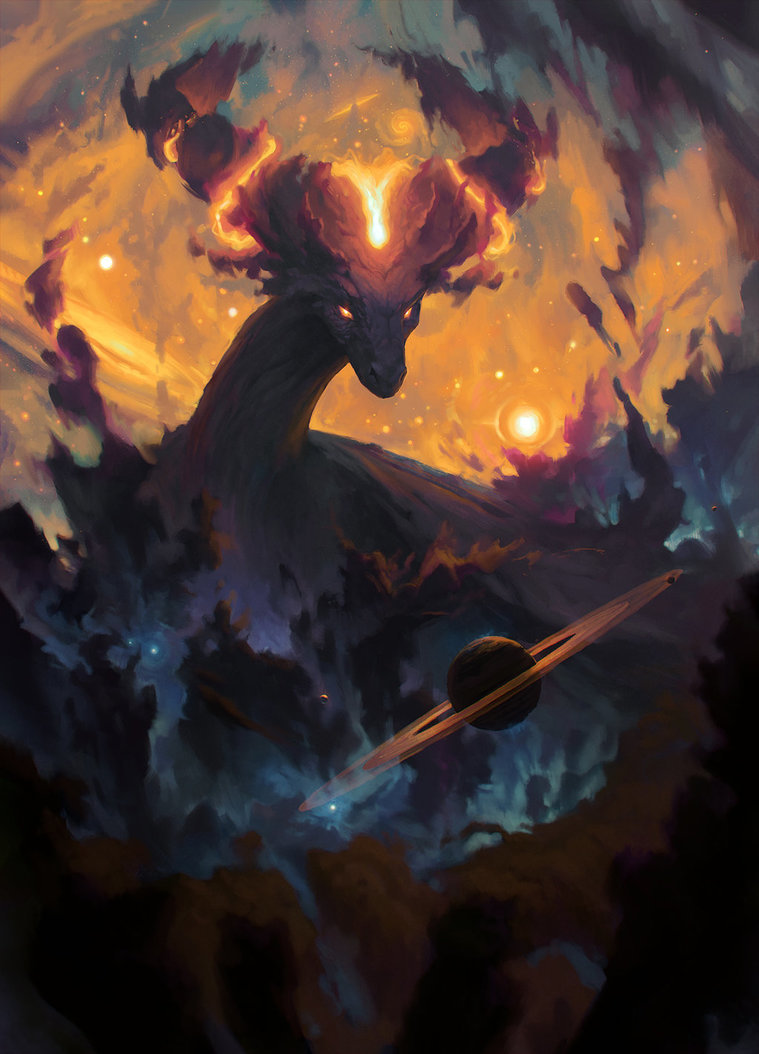 little-dose-of-inspiration:The Cosmic Dragon by Xyrlei 