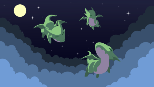 happytama: Sky dragons in the night sky.