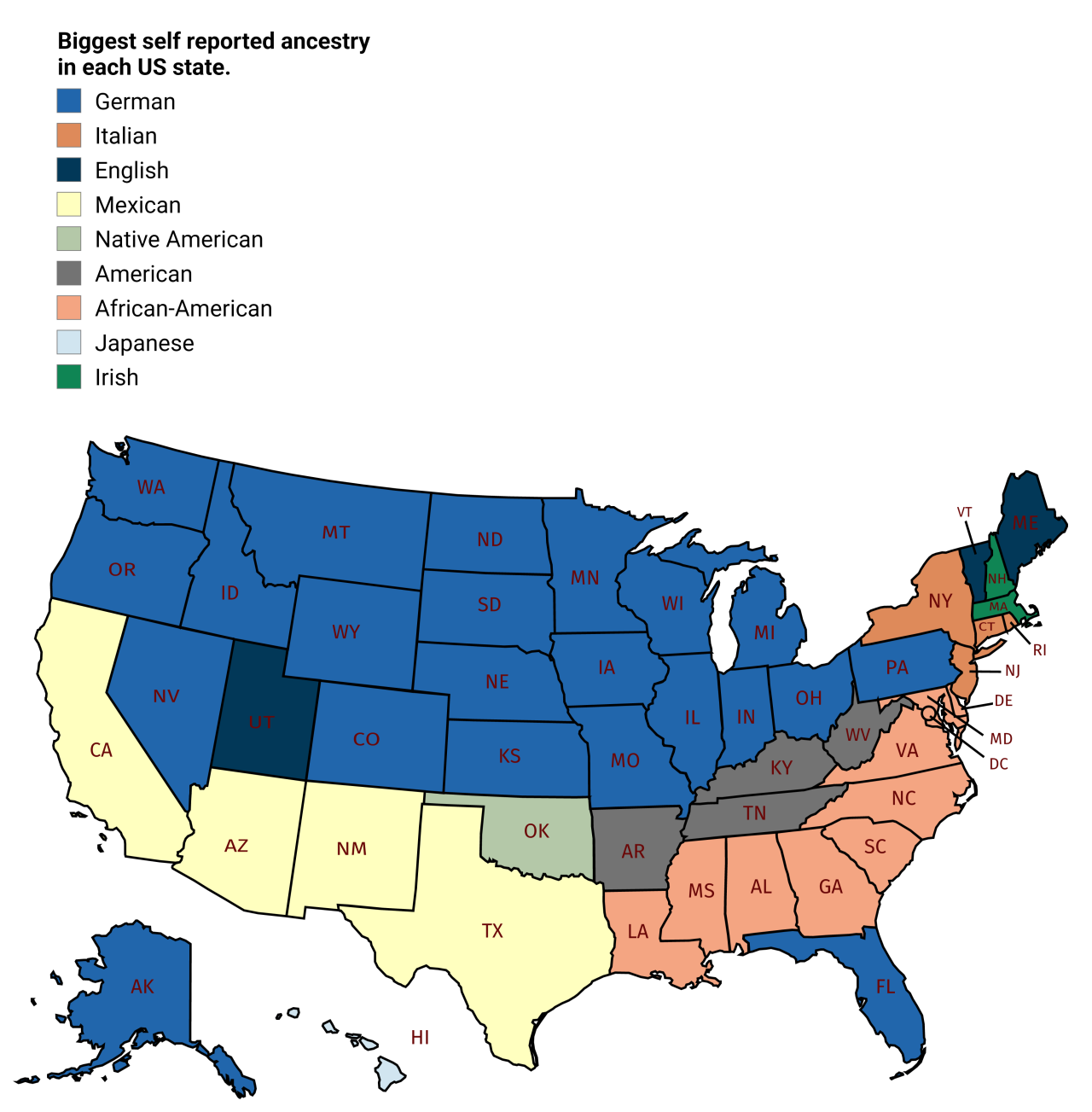 Biggest self reported ancestry - 254dc82bd24b21d9f5bd8cd149ceea489cdc3846