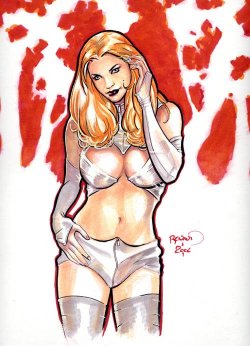 superheropinups:  Emma Frost by Paul Renaud