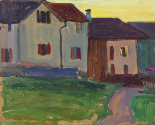 lawrenceleemagnuson:Gabriele Münter Häuser in Murnau (c. 1908) oil on cardboard 33 x 40.8 cm