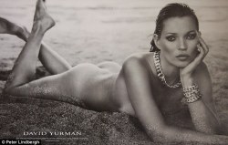 Kate Moss nude in a David Yurman Jewelry sexy advert.