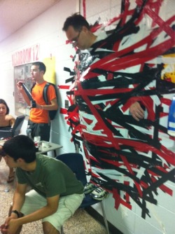 niknak79:  Best charity idea ever. One dollar per duct tape piece. (He’s the Principal) 