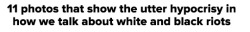 thelittleblackmermaid:  micdotcom:  White rioters are usually called “revelers,” “celebrants” and “fans.” They’re not even called “rioters” in many cases. They’re not derided as “criminals,” “thugs,” “pigs” or even “violent.”