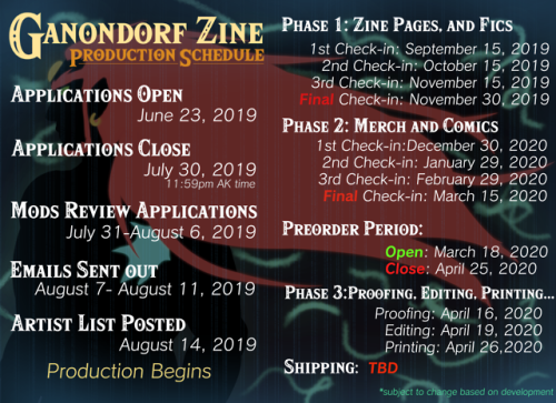ganzine2020:Here is the schedule!It is separated in phases because writers are working alongside the