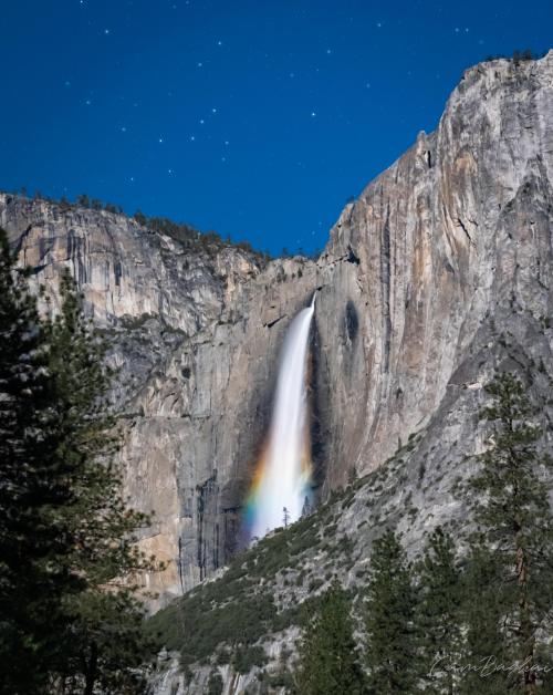 oneshotolive:  Moonlight Creates a Rainbow in Yosemite [3932 × 4941] [OC] 📷: cameronbaghai 