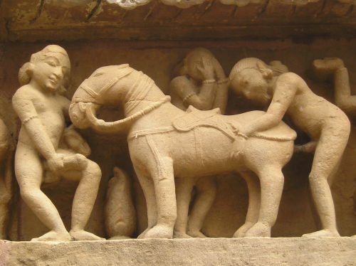 erotic-art-history: Today’s piece of historic erotic art is also from the Khajuraho temple sit