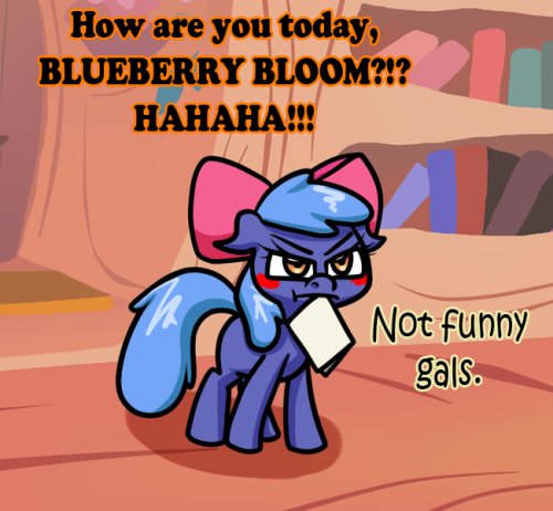 magic-accidents-happen:  Zaploom: Ahm an apple pony, not a blueberry! Waterloo: Yeah, sure, whatever! Hahaha!  x3!