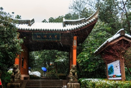 snow & temple in china