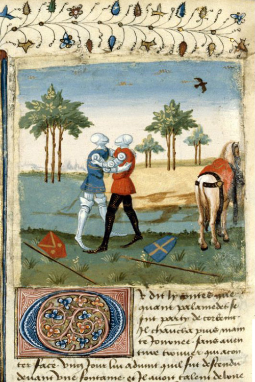 Illuminated romance manuscript “Tristan en prose”, made in France; Anjou or Maine, 1450-