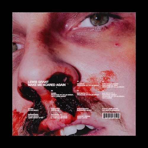 Cover artwork (back / front) for Lewis Grant’s Make Me Scared Again project. Photography by Al