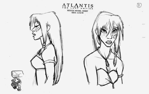 Princess Kida model sheets for Atlantis: The Lost Empire (2001)