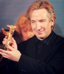 what-the-faeriequeene-fancies:  Yes, Alan, it’s yours! An Oscar would have been even more appropriate, don’t you agree?  Alan at the 1996 Berlin International Film Festival (Sense and Sensibility).