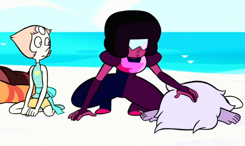 ok but like, when Amethyst groans, both Garnet and Pearl are concernedbut then Amethyst confirms that she is not dead and they’re happy and they both have these little smiles‘cause that is classic Amethyst right thereanyway, the point is its a cute