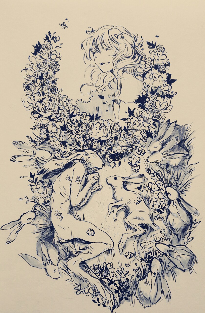 paper-umbrella:  Inktober drawings done so far.  1. Lost       || 2. Origin  3. Meeting