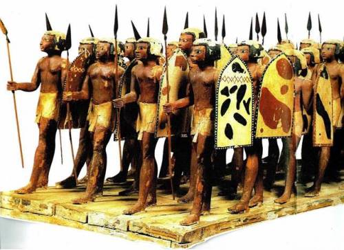 Model of Egyptian PikemenThis group of statues of ancient Egyptian pikemen was found in the tomb of 