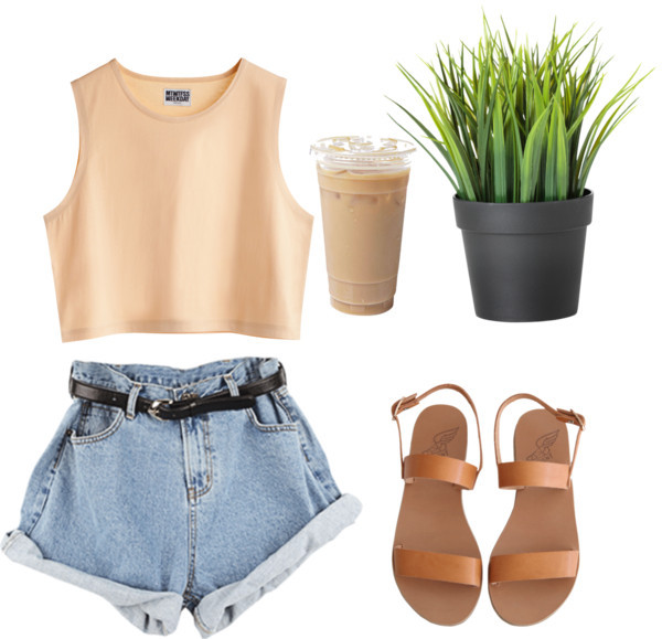 wild-leaf:  PHRESH by luscai featuring jean shorts Jean shorts / Ancient Greek Sandals