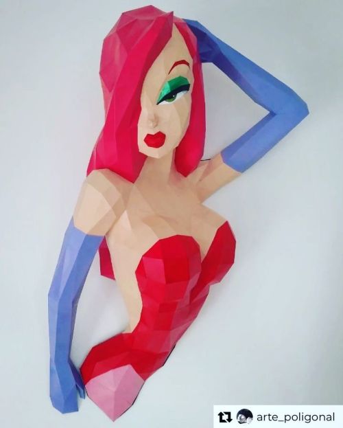 This Jessica Rabbit paper sculpture is incredible!! Repost from @arte_poligonal • #jessicarabbit #je