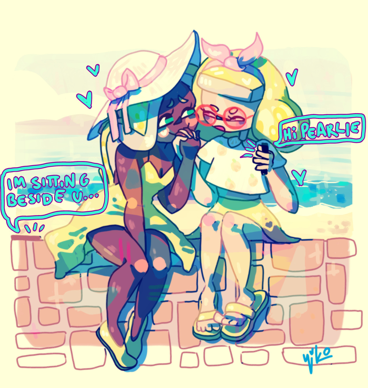 niko-draws:   vacaition.jpg i need “Why are you texting me marina..I’m right