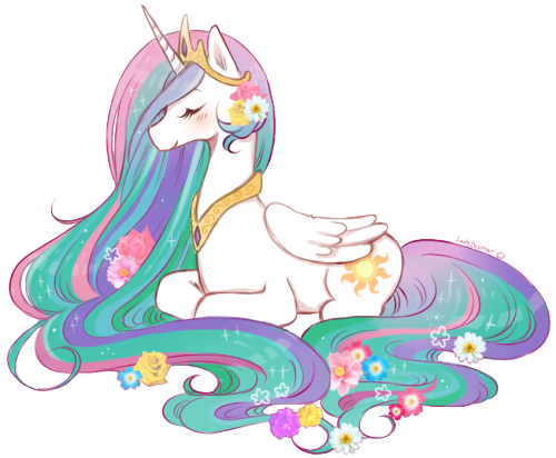 ladybeemer:  PRINCESS CELESTIA W/ FLOWERS 