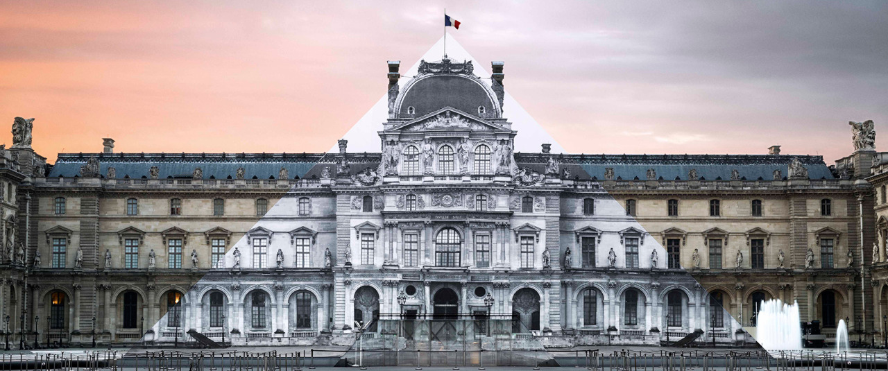 gravityhome:  Optical illusion at the Louvre in Paris. Artist JR covered the glass