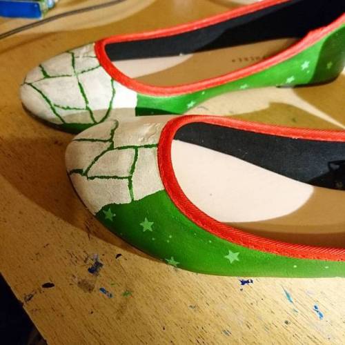 Work in progress #amelie #shoes #customshoes #paintedshoes #etsy #painting #wedding #weddingshoes #