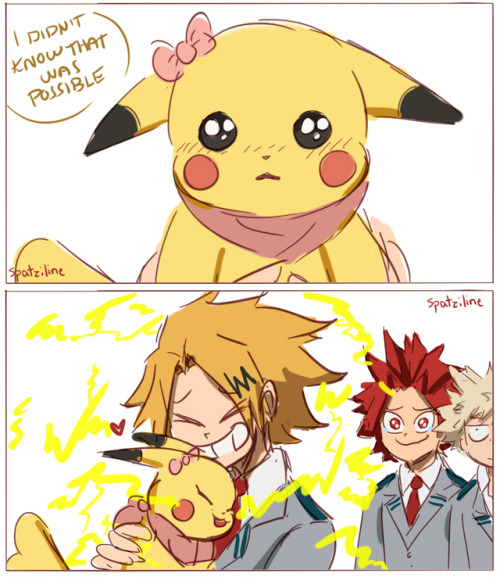 spatziline: BNHA POKEMON AU! And of course, a Kaminari comic for you @flipywaterboy ;) hope you like