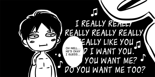 ackergay:  Based on this soulmates AU (getting a song stuck in your head because your soulmate is singing it somewhere) (lol)Eren suffered quite much because Levi only sings Top 40 Pop Song or something, but now that he knows the person who’s singing