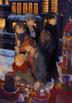 hanromi:  My full entry for the @mysticmessengerzine! A lot of christmas spirit because I missed christmas myself;;I love this gang so much