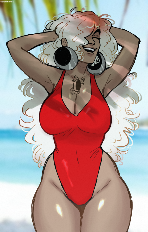  doodle warmup for today ^_^ Mary at the beach. 