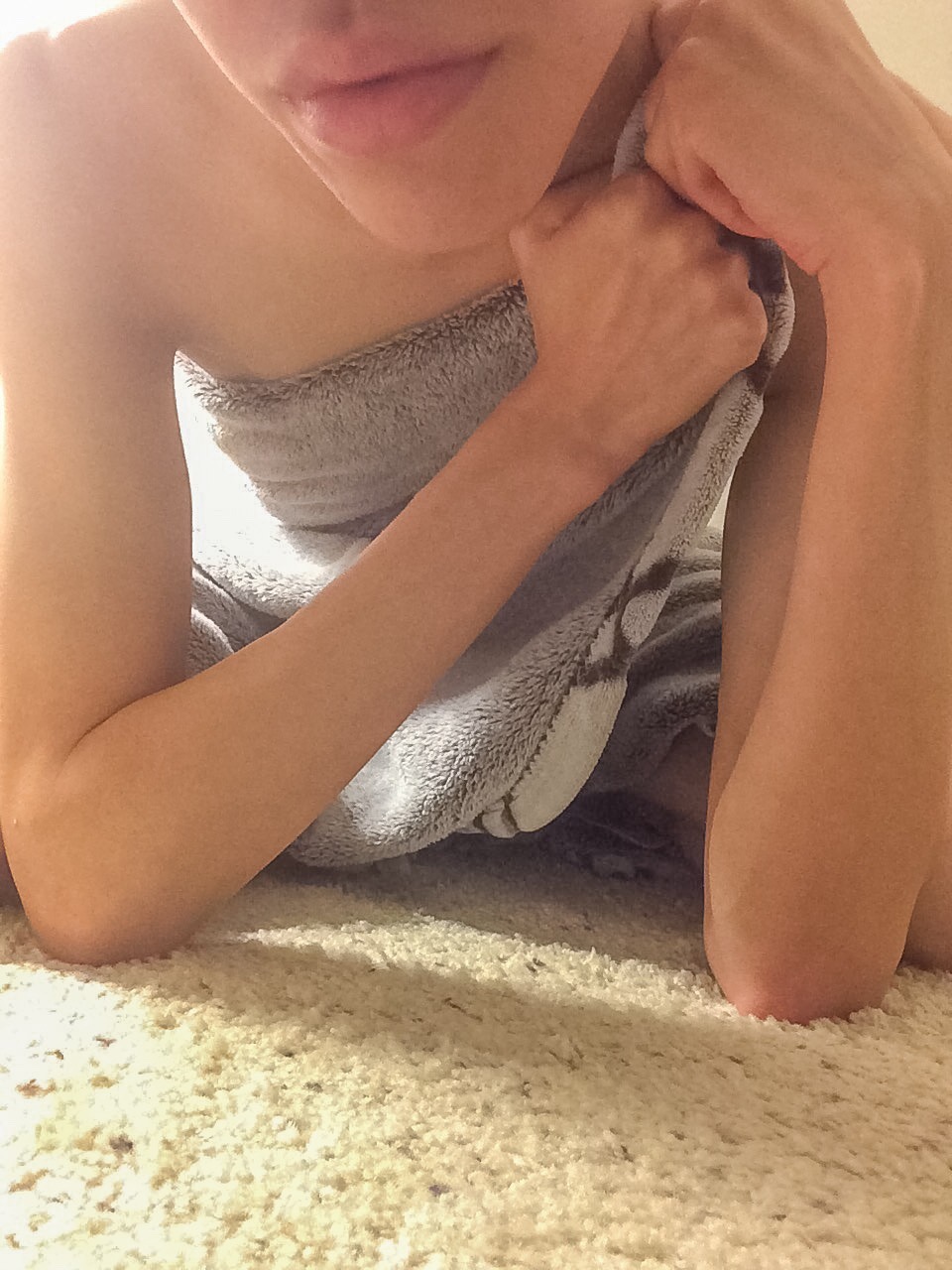 cherry-giggles:  Laying around with my blankey.   lucky blankey