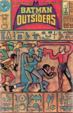 gnarlycovers:  Batman and the Outsiders #17 (DC Comics - January 1985) Illustrators: Jim Aparo (Pencils) &amp; Lynn Varley (Paint)
