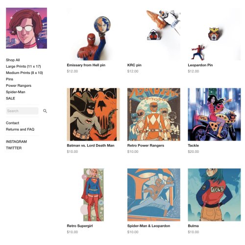 Hey y’all, my shop is up and running with all the pins and prints I originally made for ECCC 2020  