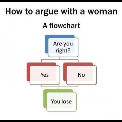 So true! Take notes guys #funny #argue #howto #women #alwaysright #flowchart #hilarious #guys #wrong