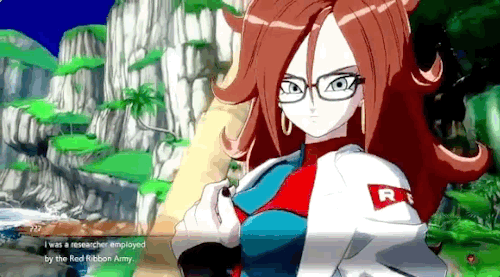 msdbzbabe:Android 21 Dragon Ball FighterZ In-Game Trailer gifset Aw, I was hoping she was evil. Maybe this is just a front and it’ll turn out that she is later in the game?